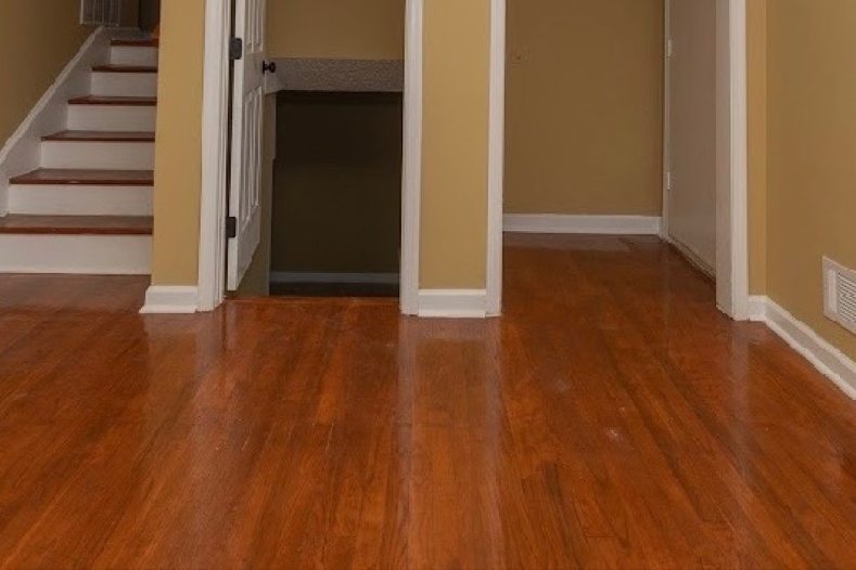 Refinished hardwood floor in a Columbus dining room